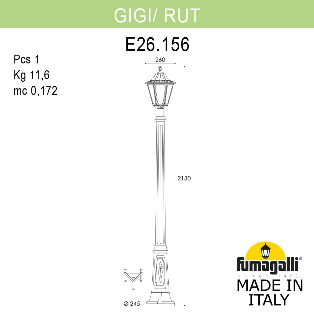 Садово-парковый светильник Fumagalli GIGI/RUT E26.156.000.AXE27