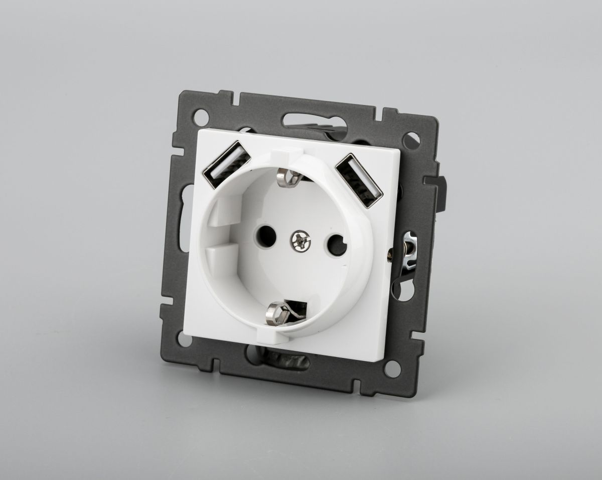 Механизм розетки с USB зарядкой Arlight SCT-MUAA-PL-WH-V (250V, 16A) 049818