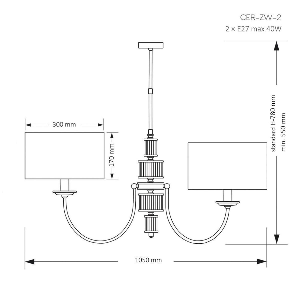 Люстра на штанге Kutek Mood Cero CER-ZW-2(N)