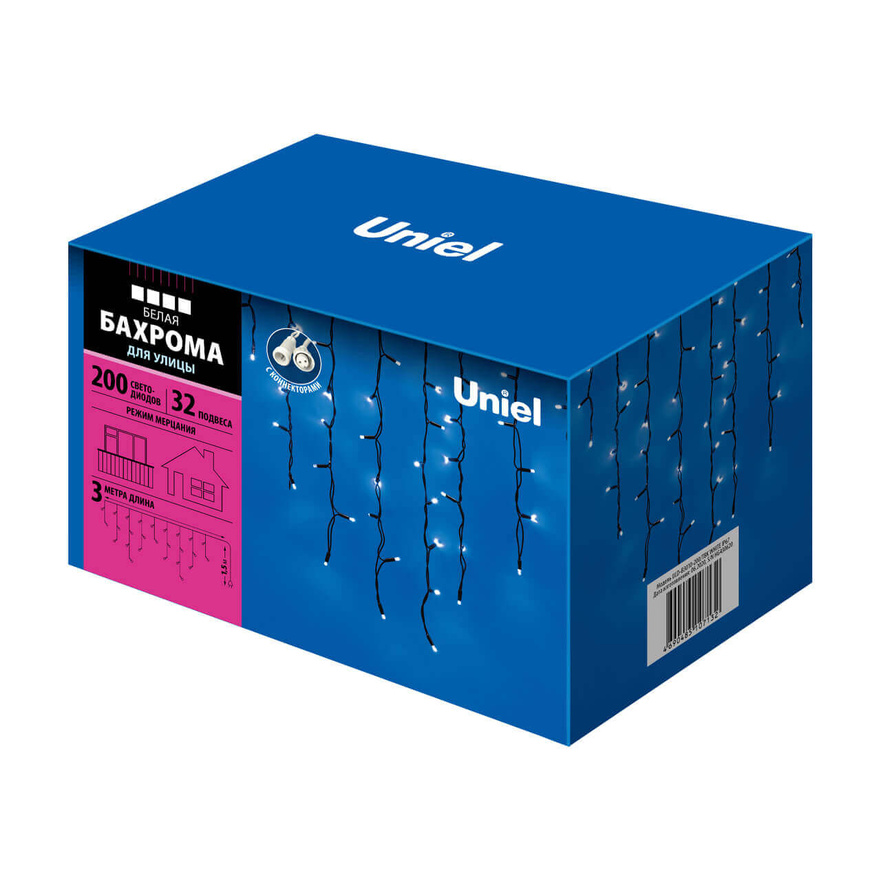 Уличная светодиодная гирлянда Uniel бахрома (UL-00003935) белый ULD-B3010-200/TBK White IP67