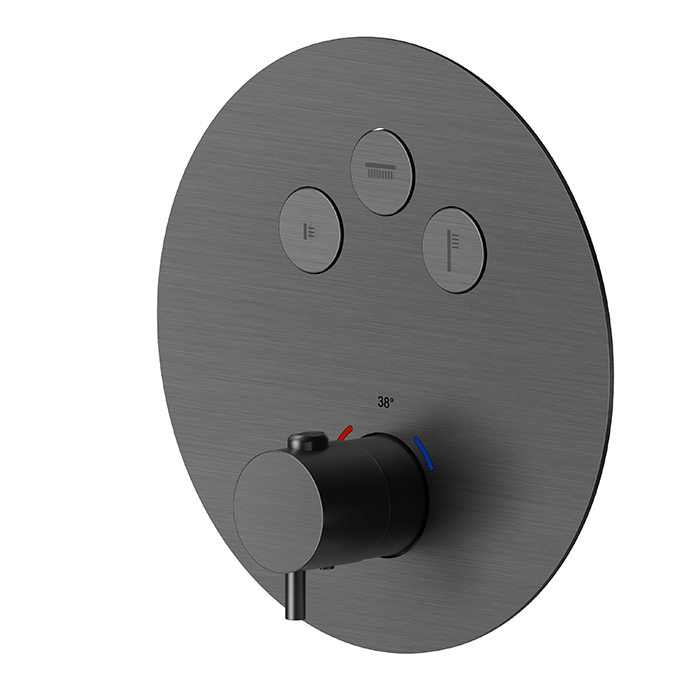 Newform X-STEEL 316 Смеситель для душа, встраиваемый, термостатический, на 3 источника, с кнопками, цвет: PVD Brushed gun metal