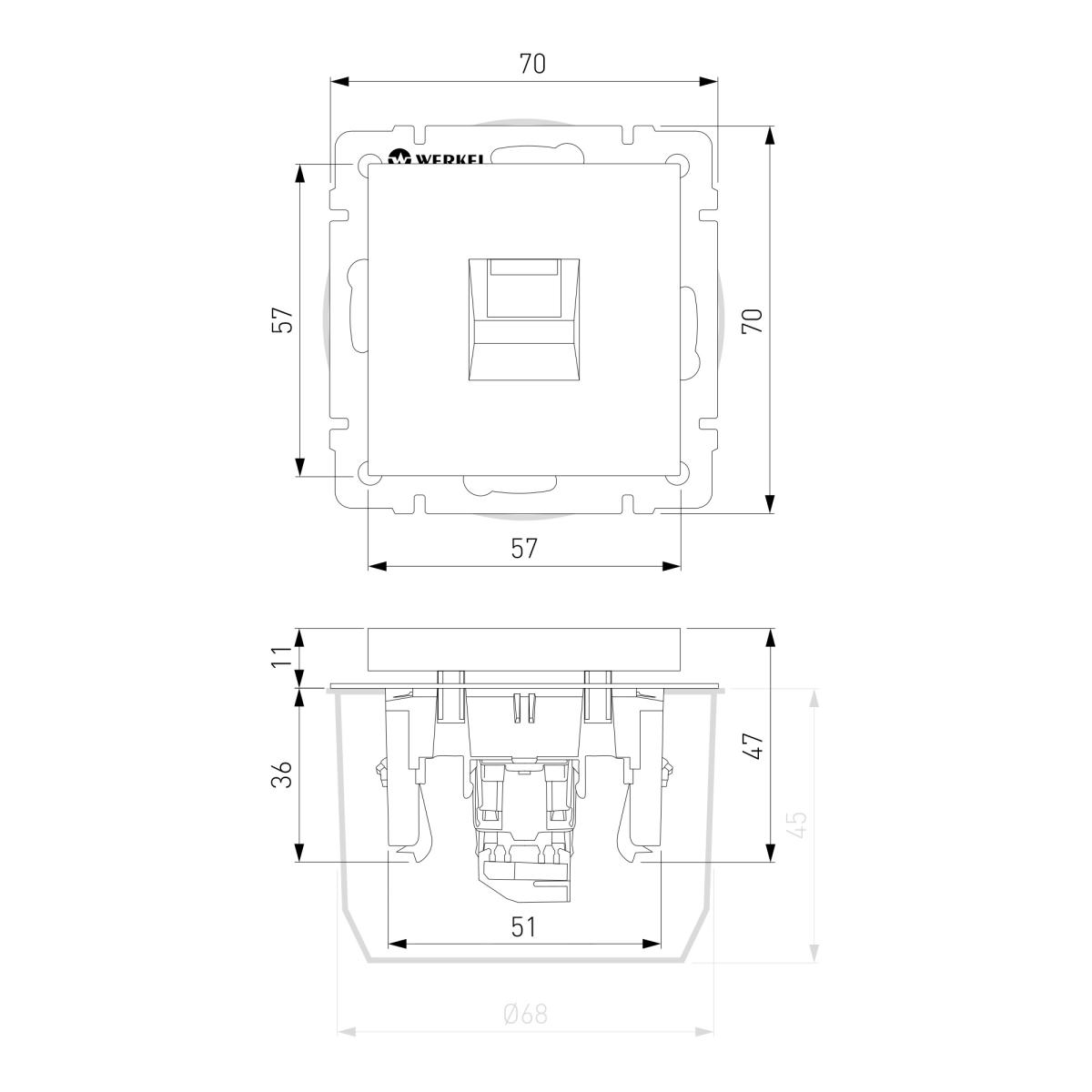 Розетка Werkel Ethernet RJ-45 перламутровый рифленый W1181013 4690389172717