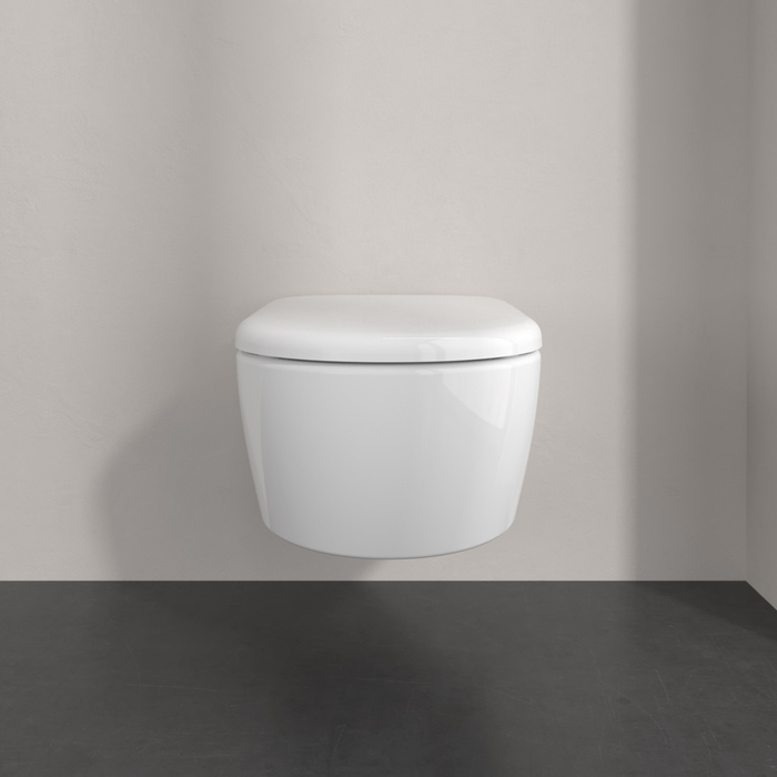 Villeroy&Boch Skyla Унитаз подвесной 37x53см, безободковый, смыв Tornado, сиденье SoftClosing, цвет: альпийский белый