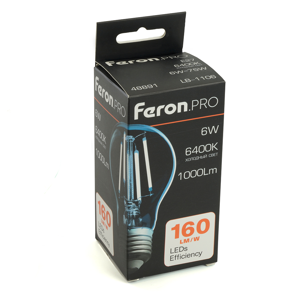 Светодиодная лампа Feron LB-1106 E27 6W 6400K 48891