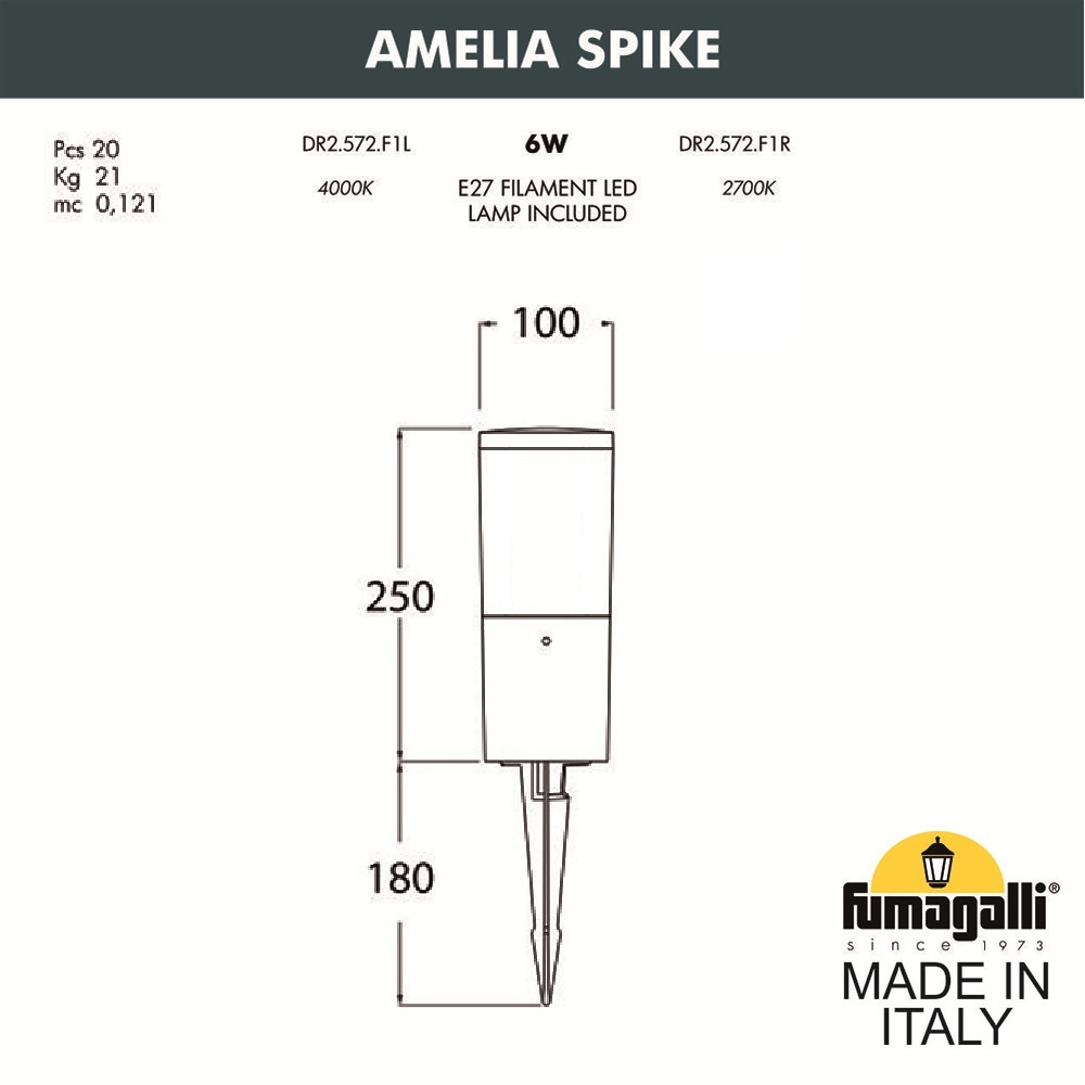 Ландшафтный светильник Fumagalli AMELIA SPIKE DR2.572.000.AYE27