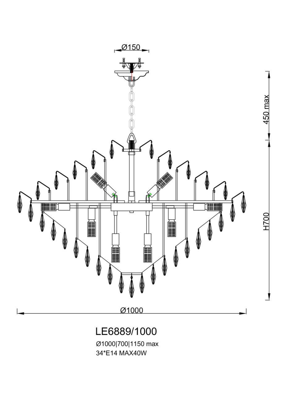 Подвесная люстра Adriana LE6889/1000 GD