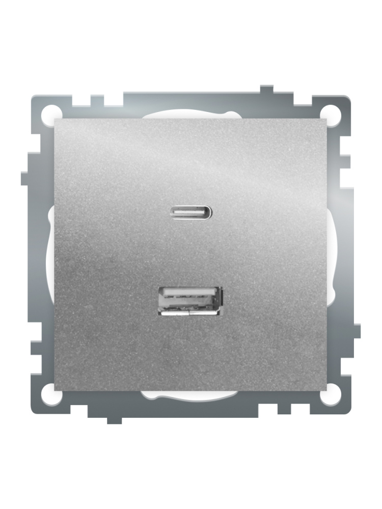 Розетка 2-местная USB + type C Stekker Катрин GLS10-7116-03 50054