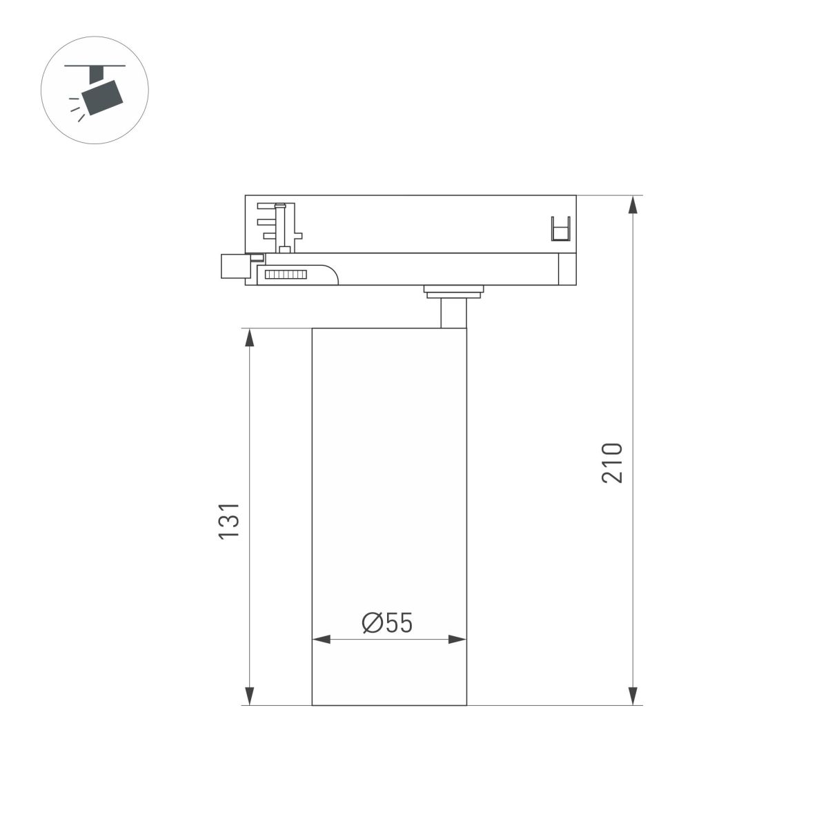 Трековый трехфазный светильник Arlight LGD-SILMA-4TR-R55-4W Warm3000 (WH, 4 deg, 230V) (IP20 Металл) 060462