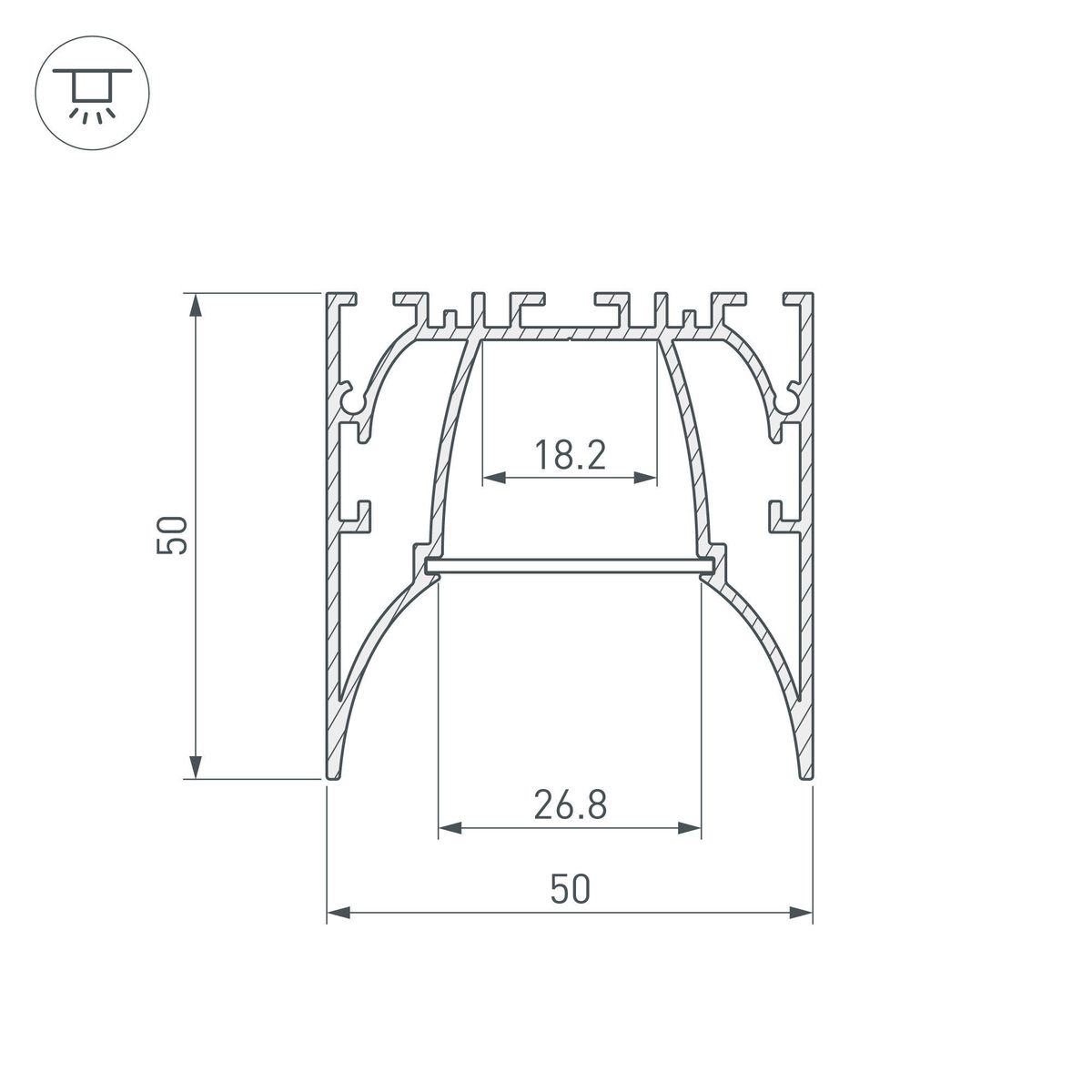 Алюминиевый профиль Arlight ARH-Line-5050-Comfort-2000 Anod 036353
