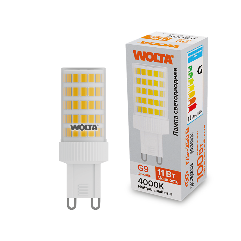 Светодиодная лампа WOLTA 11Вт 4000K G9 кукуруза матовая WSTD-JCD-11W4KG9-C