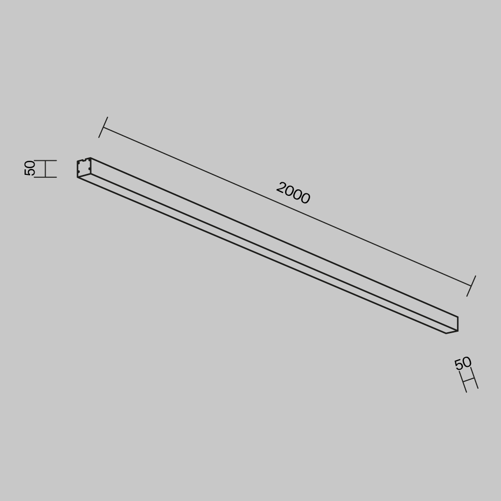 Линейный накладной светильник Maytoni Technical 3000K 50x50 (Черный, 2 м) LL311031
