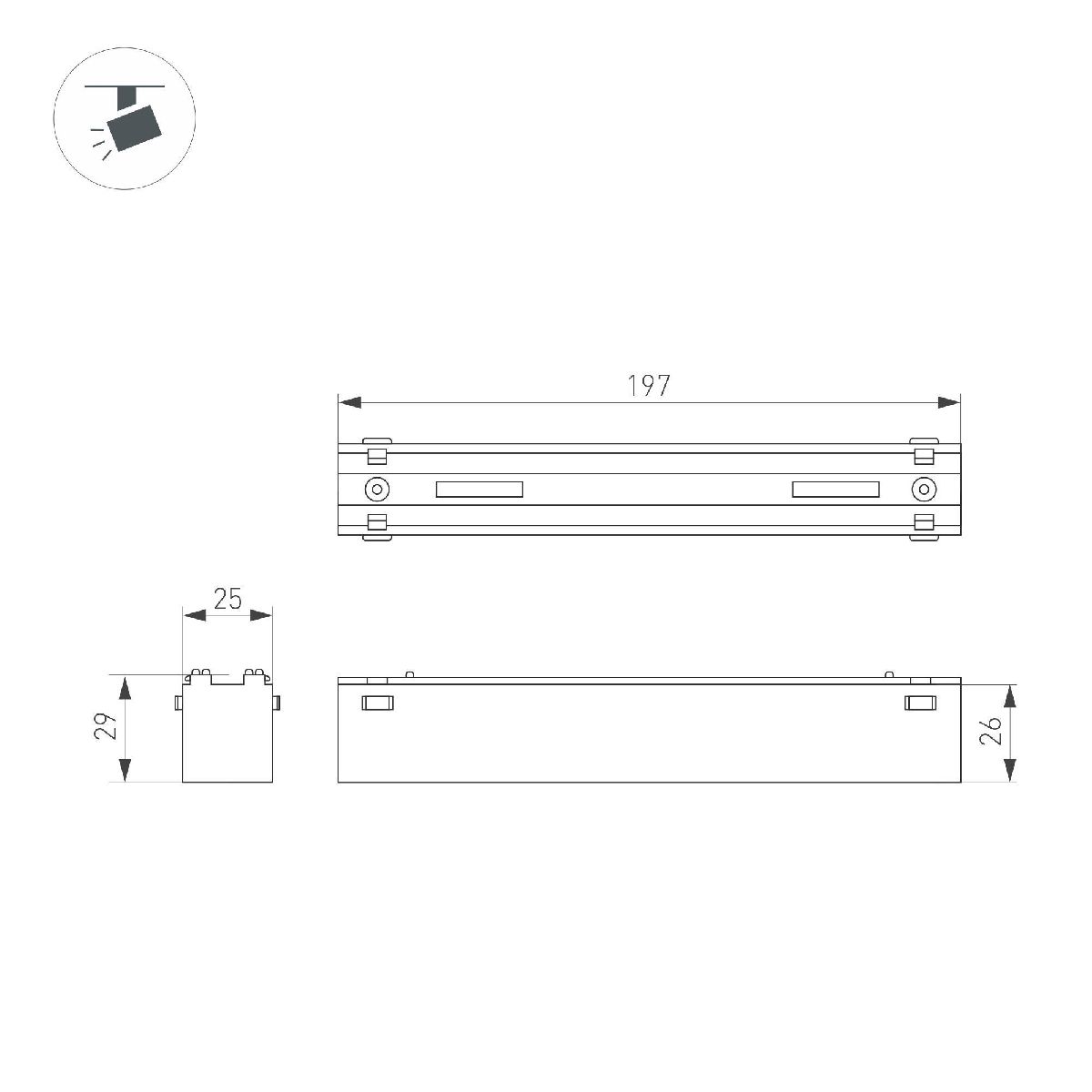 Трековый магнитный светильник Arlight MAG-VIBE-LASER-L197-12W Day4000-MIX (BK, 24 deg, 48V, DALI) 044419