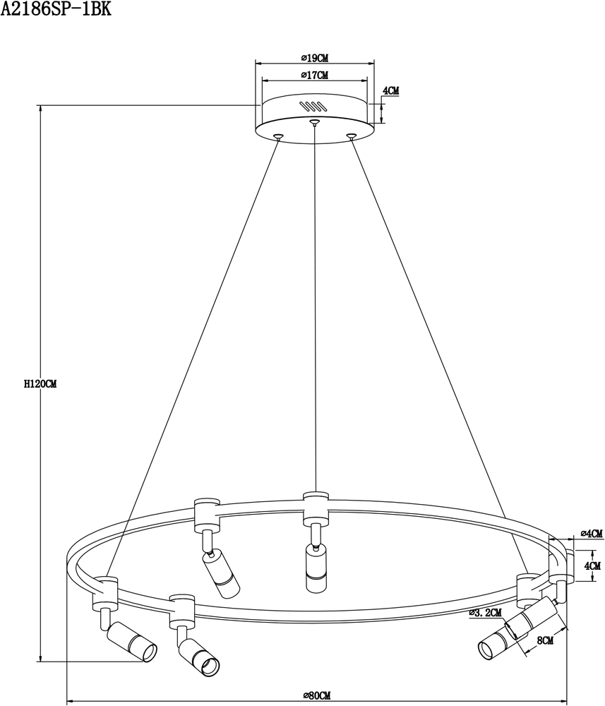 Подвесная люстра Arte Lamp Ring A2186SP-1BK