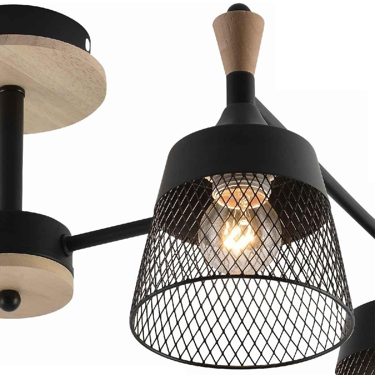 Люстра на штанге Reluce 01492-0.3-04 BK+WOOD