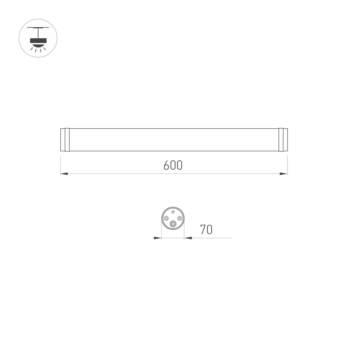 Накладной светильник Arlight ALT-TUBU-L600-18W Day5000 (WH, 140x110 deg, 230V) (IP66 Пластик) 059636