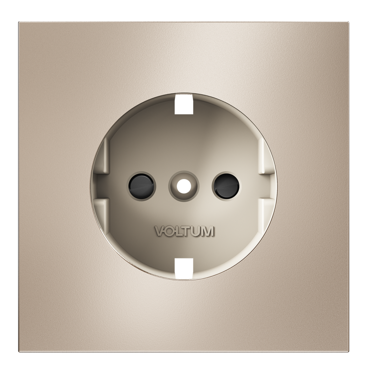Накладка для розетки с заземлением и защитными шторками S70 Metal (платина) Voltum VLSM000710
