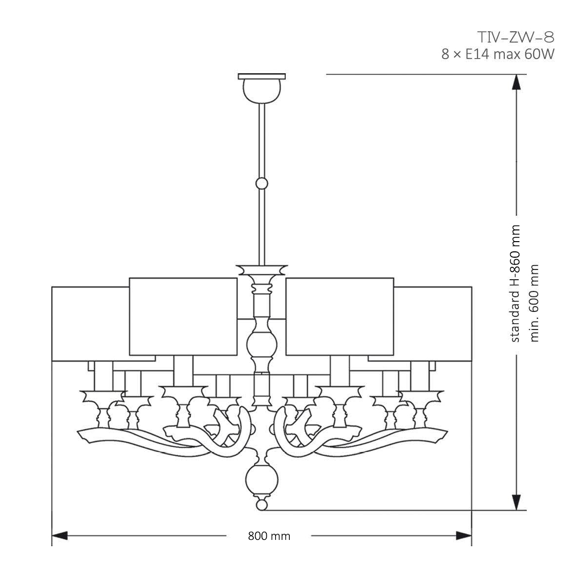 Подвесная люстра Kutek Mood Tivoli TIV-ZW-8 (P)