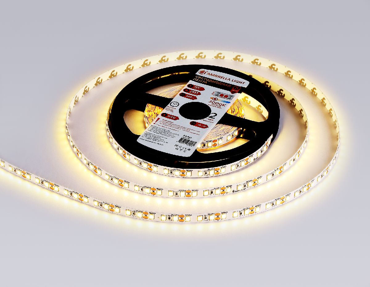 Светодиодная лента Ambrella Light LED Strip 12В 2835 9,6Вт/м 3000K 5м IP20 GS1101