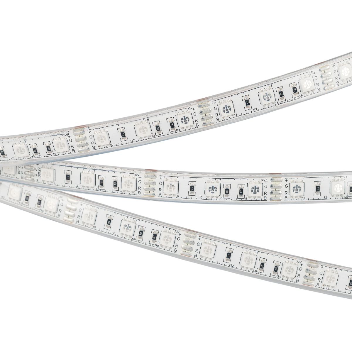 Светодиодная лента герметичная Arlight RTW-PU-B60-12.5mm 12V RGB (14.4 W/m, IP68, Wire 2m, 5m) 029599(3)