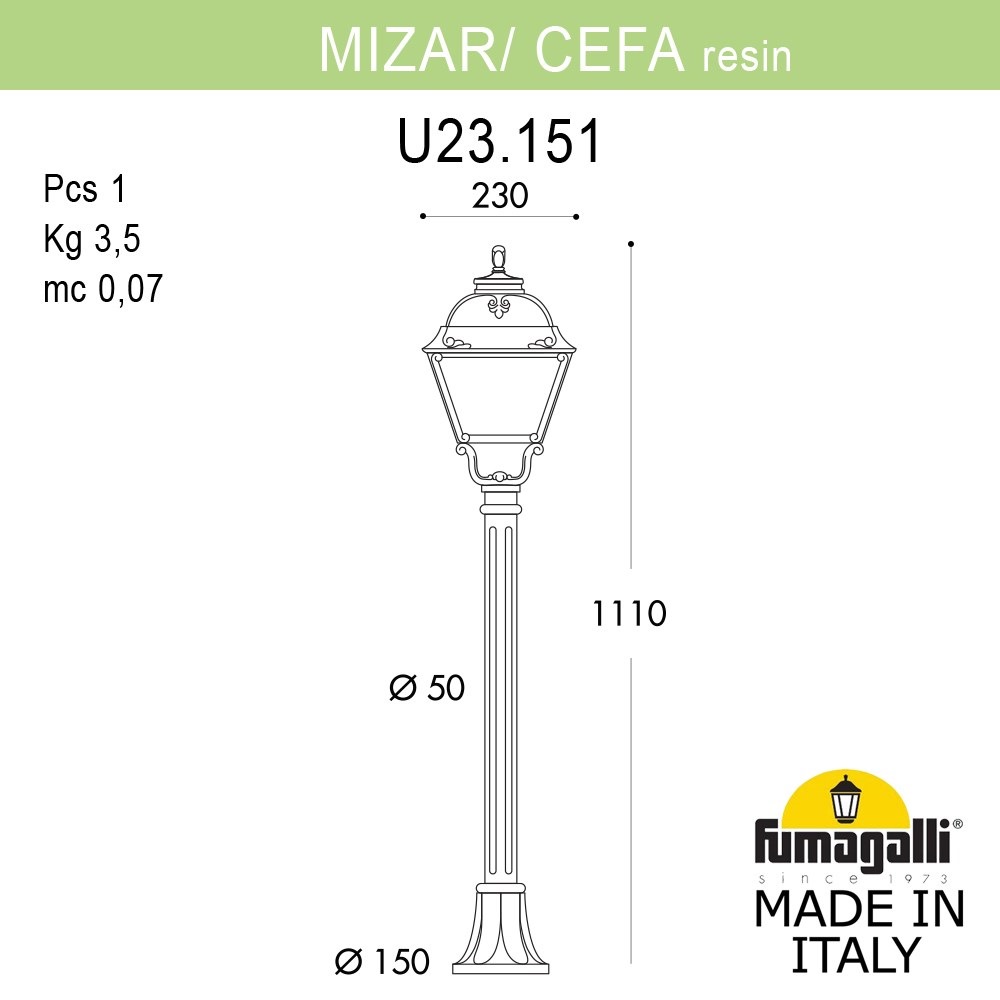 Ландшафтный светильник Fumagalli MIZAR.R/CEFA U23.151.000.WYE27