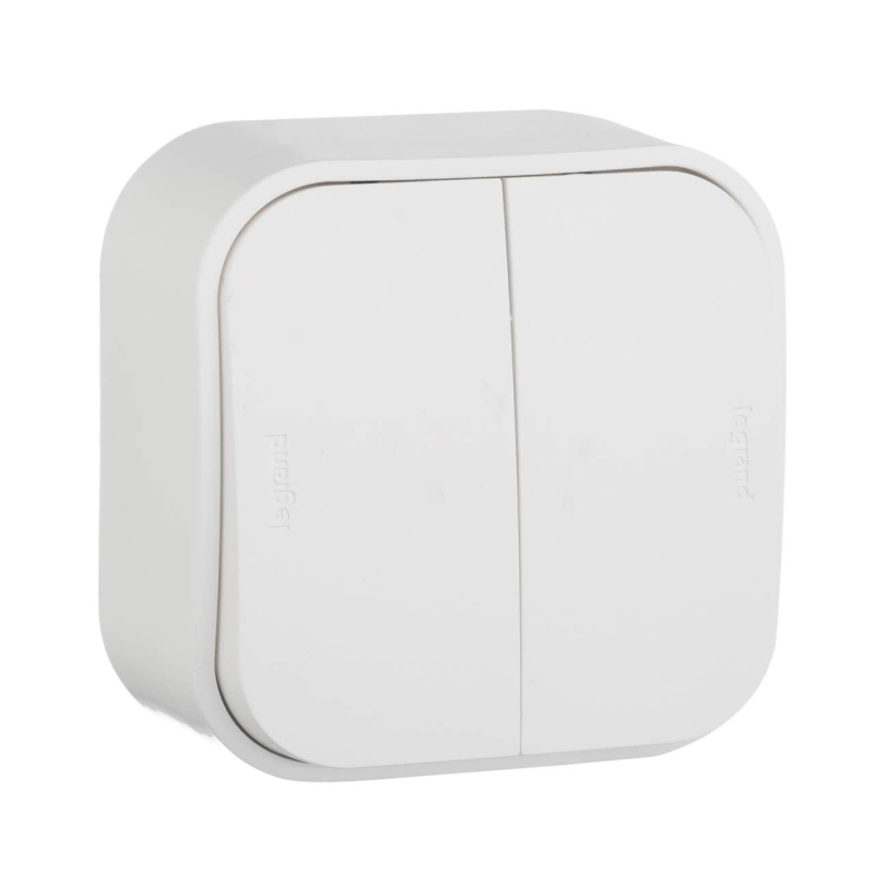 Выключатель двухклавишный Legrand Quteo 10A 250V белый 782202