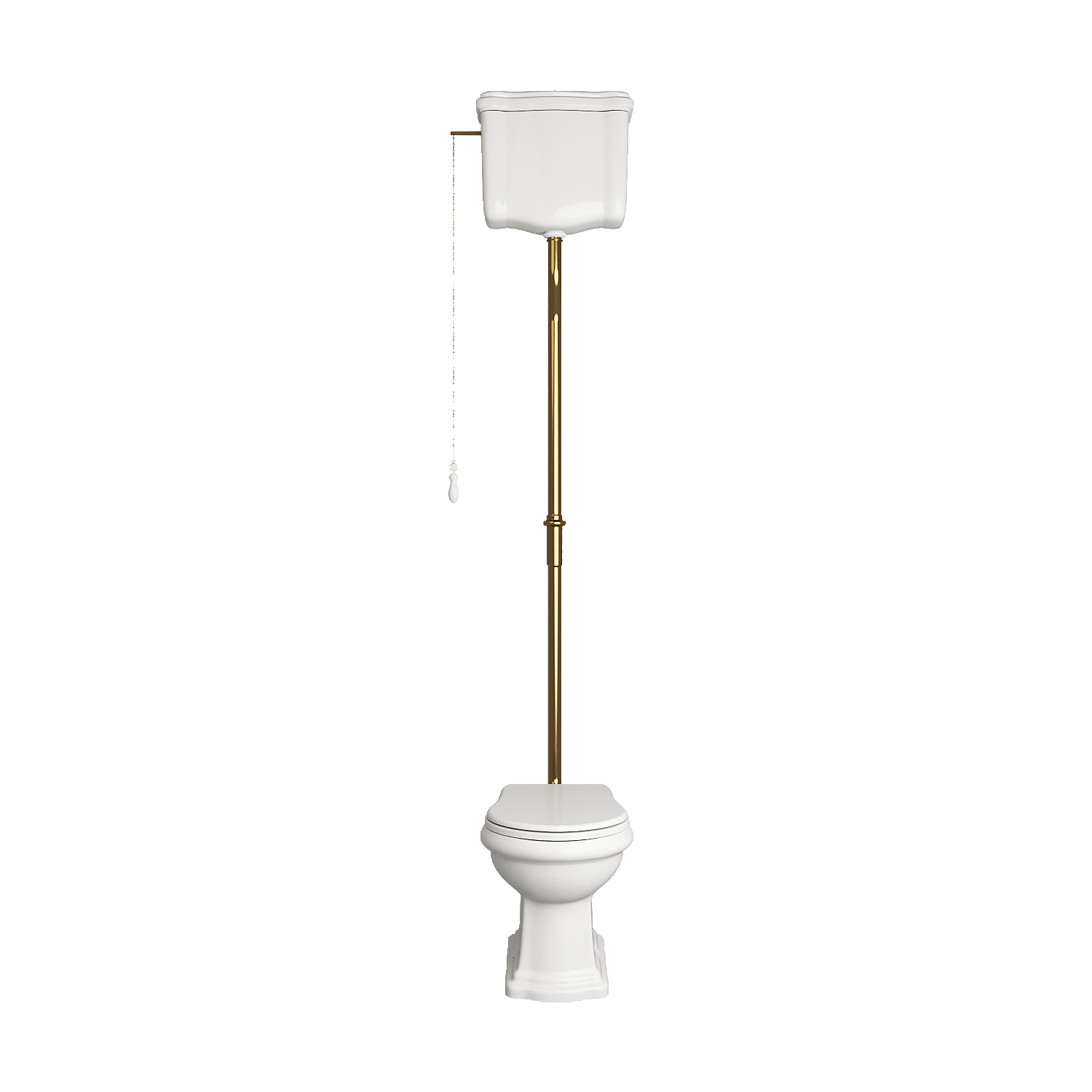 Azzurra Jubilaeum Унитаз напольный 59x40xH42 см, слив в стену, с высоким бачком, с механизмом и трубой Kerasan, цвет фурнитуры: бронза, цвет: Bianco lucido