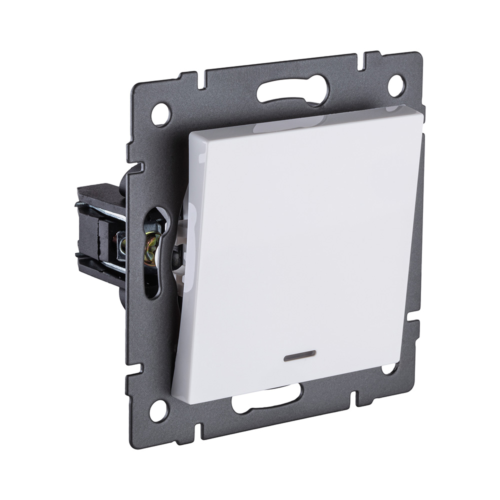 Выключатель 1-клавишный проходной 10А/250В с LED подсветкой, белый Kollinger REA-S-004WH для Aspekt, Eleganz, Reflex