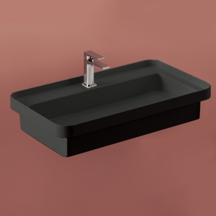 Artceram Fuori Scala Раковина 80х45 см, с 1 отв., встраиваемая, без перелива, цвет: черный матовый