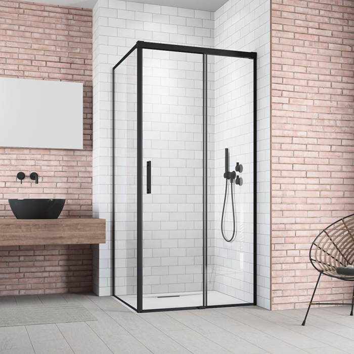 Radaway Idea KDJ Душевая дверь 120см, раздвижная, правая, стекло прозрачное, покрытие Easy Clean, профиль: черный