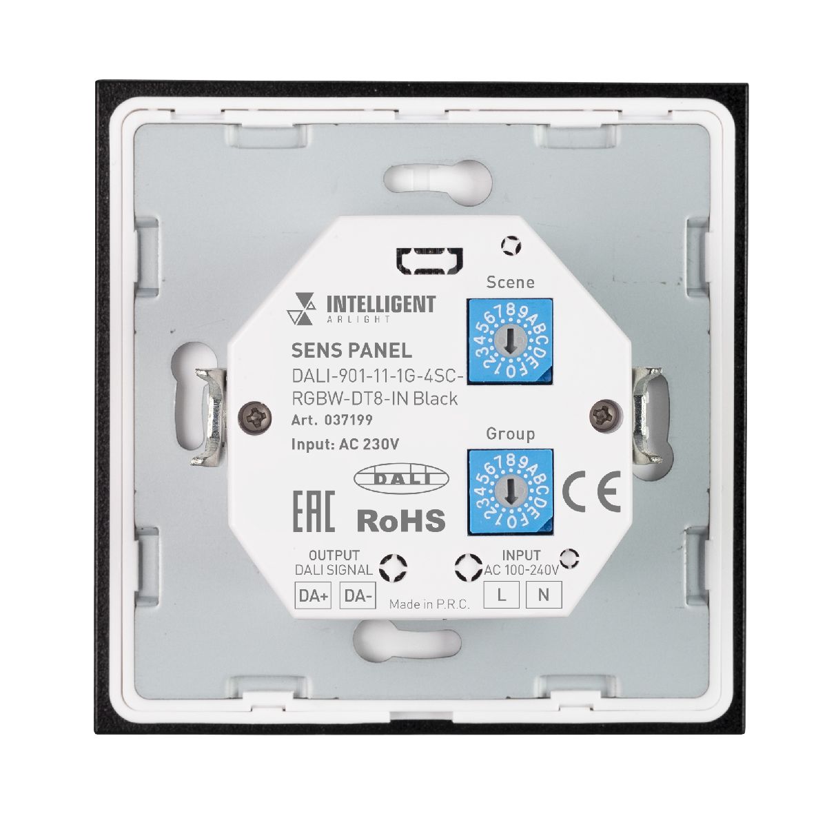 Сенсорная панель Arlight DALI-901-11-1G-4SC-RGBW-DT8-IN Black BUS/230V 037199