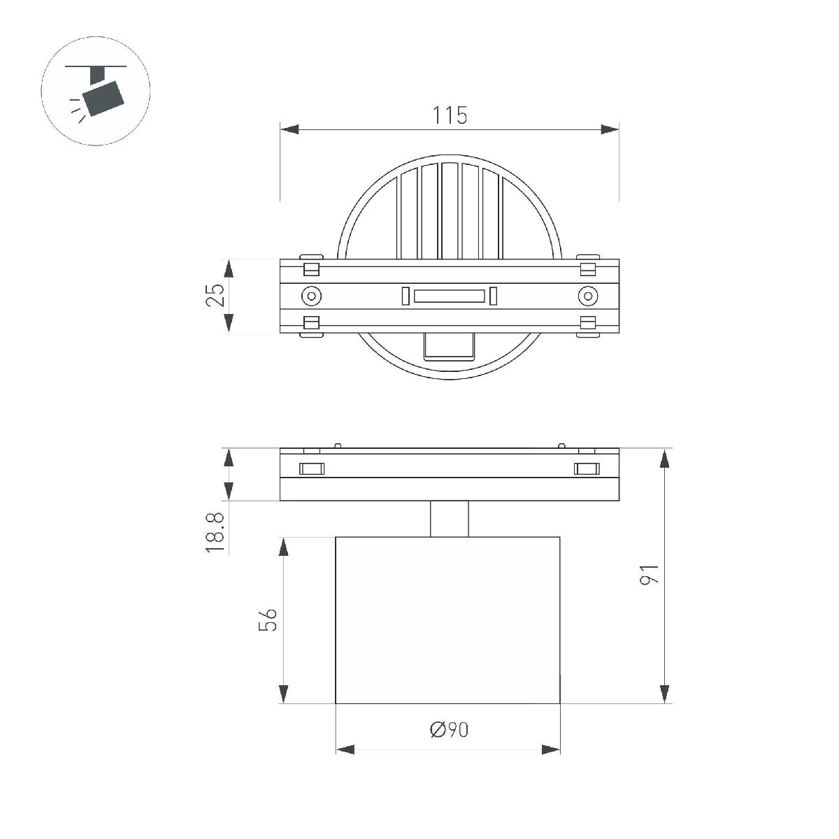 Трековый магнитный светильник Arlight MAG-VIBE-RONDO-R90-10W Day4000 (WH, 110 deg, 48V) 044475