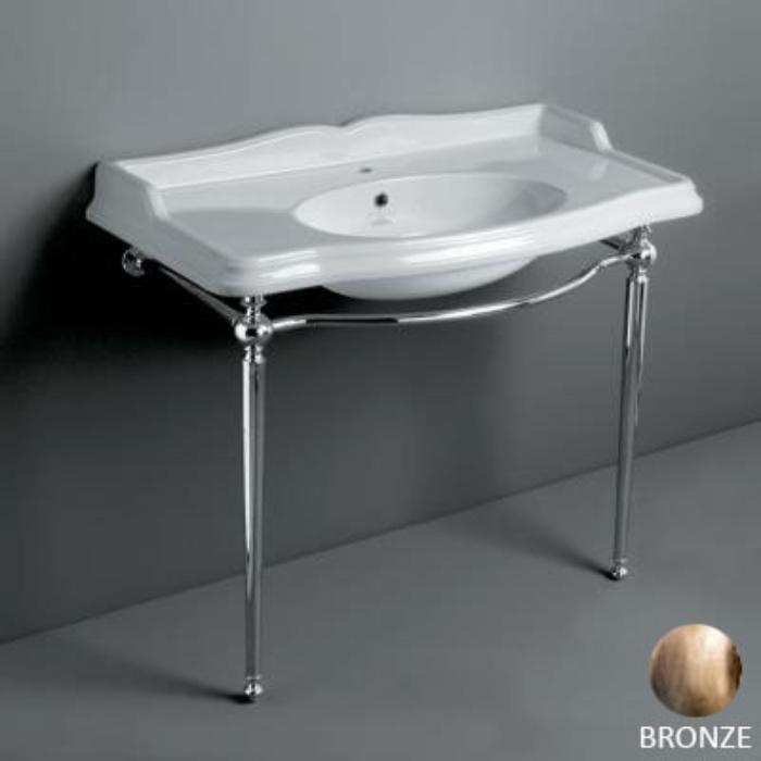 SIMAS Arcade Консоль 105х56см, c белой раковиной на 1 отв., напольная, цвет: консоли bronzo