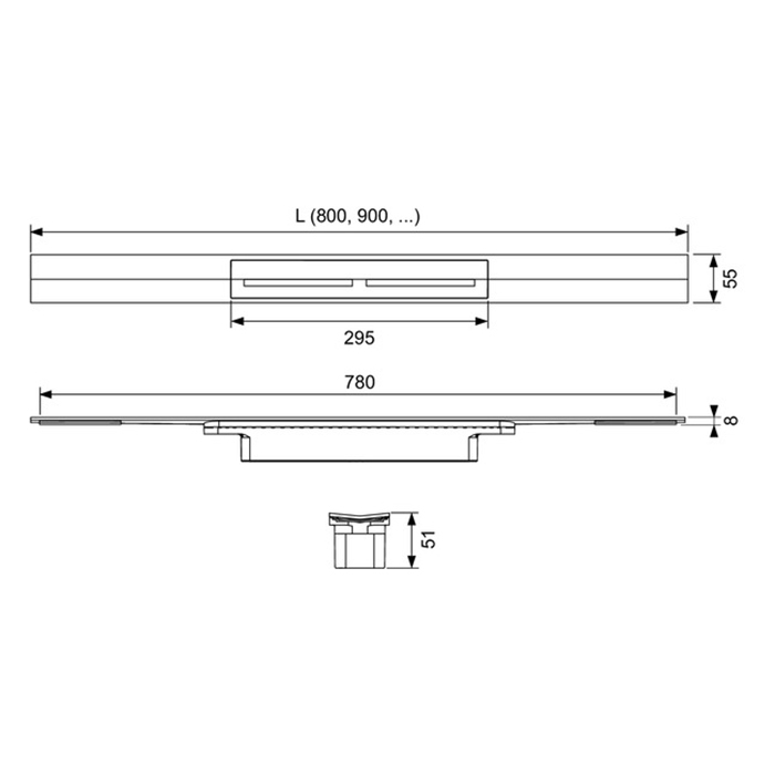TECE Профиль для душа TECEdrainprofile, 1200 мм, PVD Brushed Gold Optic