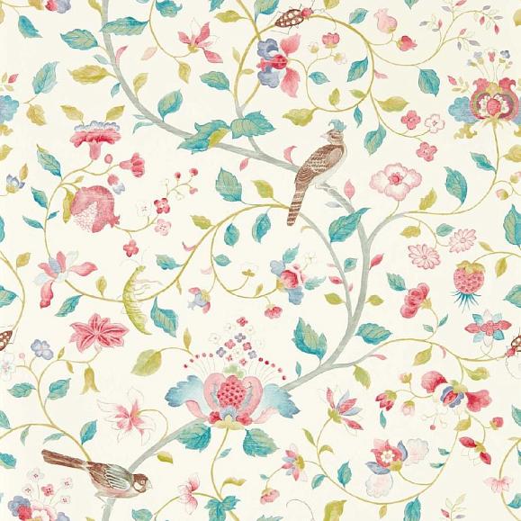 Обои Sanderson 217236 Aril's Garden Blue Clay/Pink