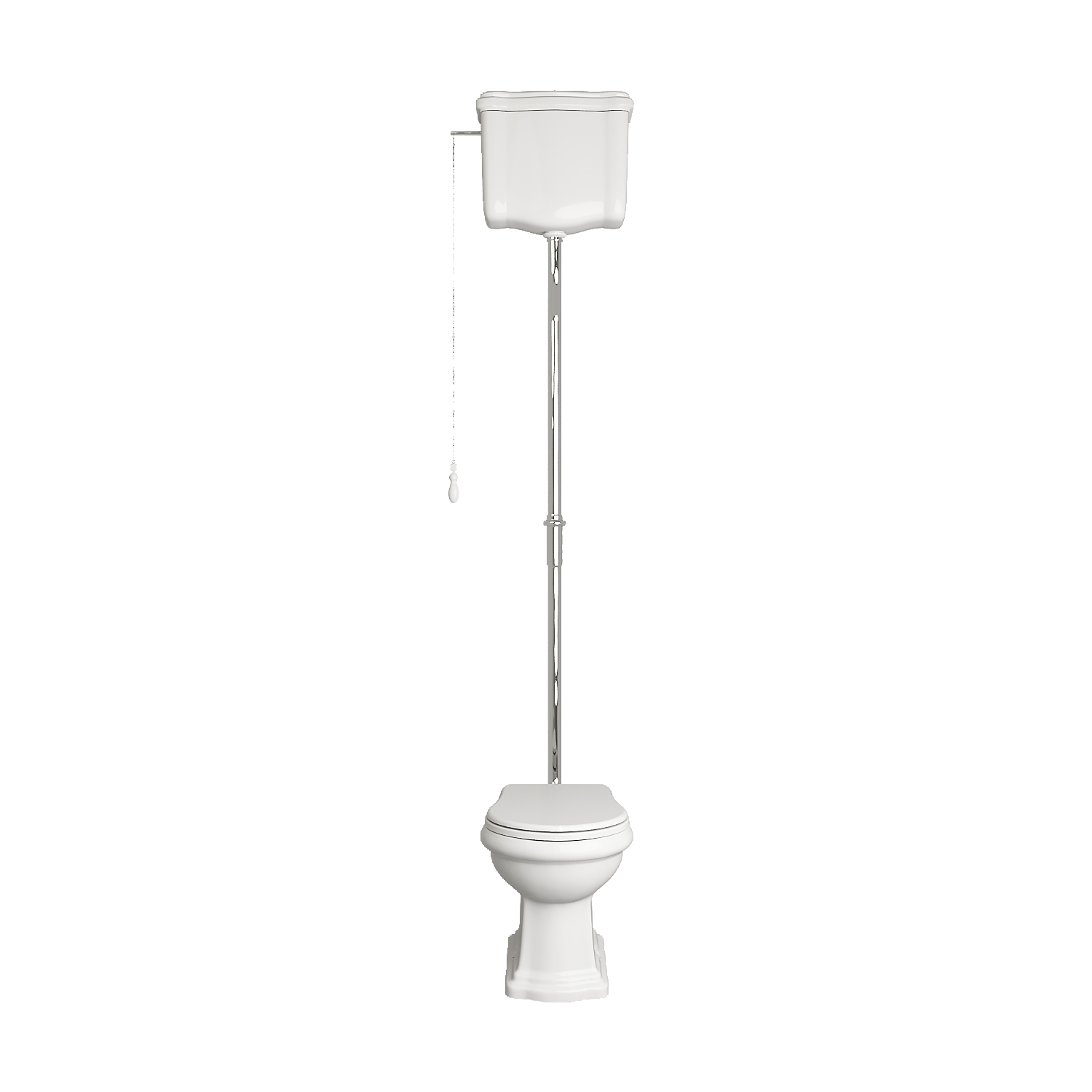 Azzurra Jubilaeum Унитаз напольный 59x40xH42 см, слив в стену, с высоким бачком, с механизмом и трубой Kerasan, с креплением KIT 2000 C/C, цвет фурнитуры: хром, цвет: Bianco lucido