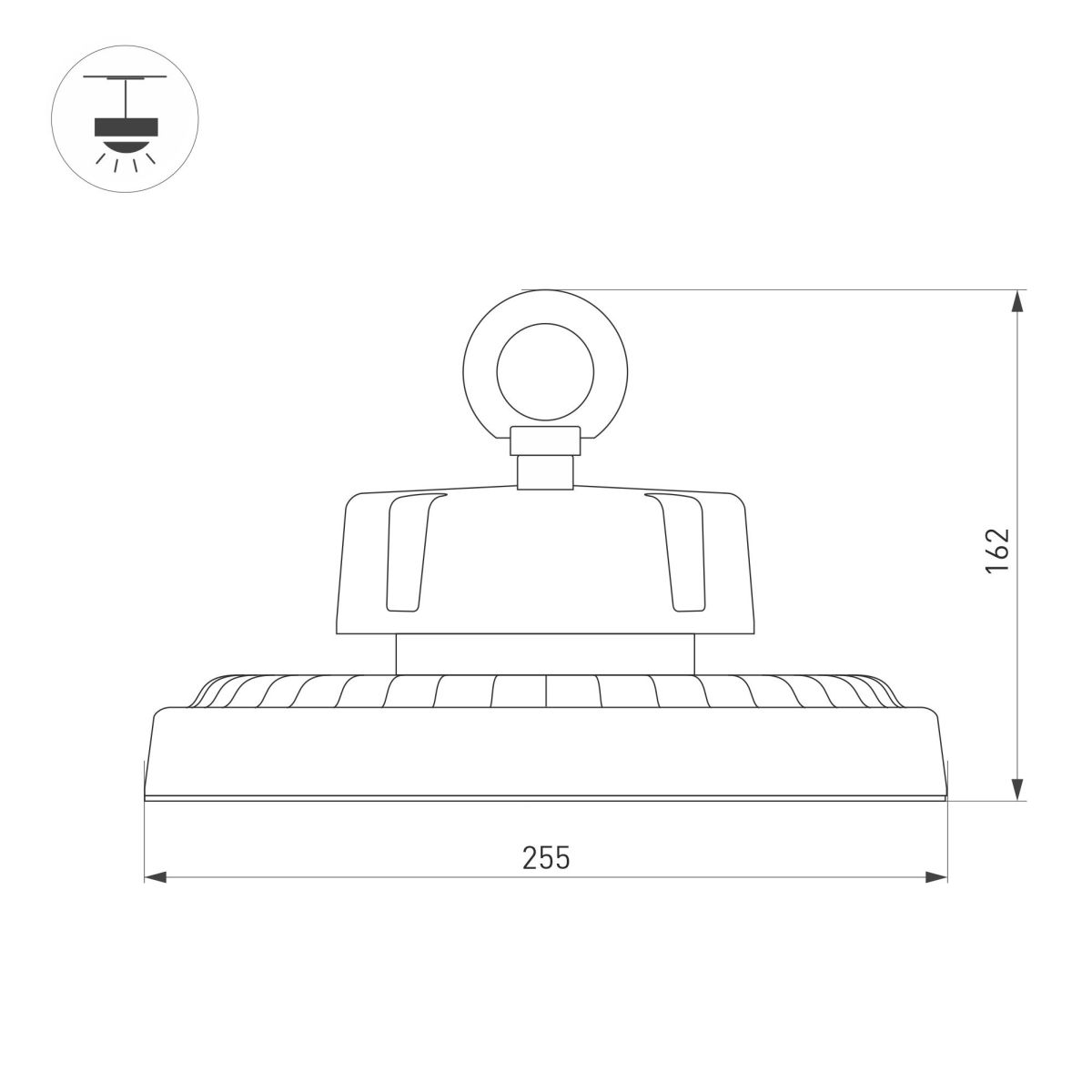 Промышленный светильник Arlight SP-ERCON-R255-100W White5000 (BK, 60 deg, 230V) 056099