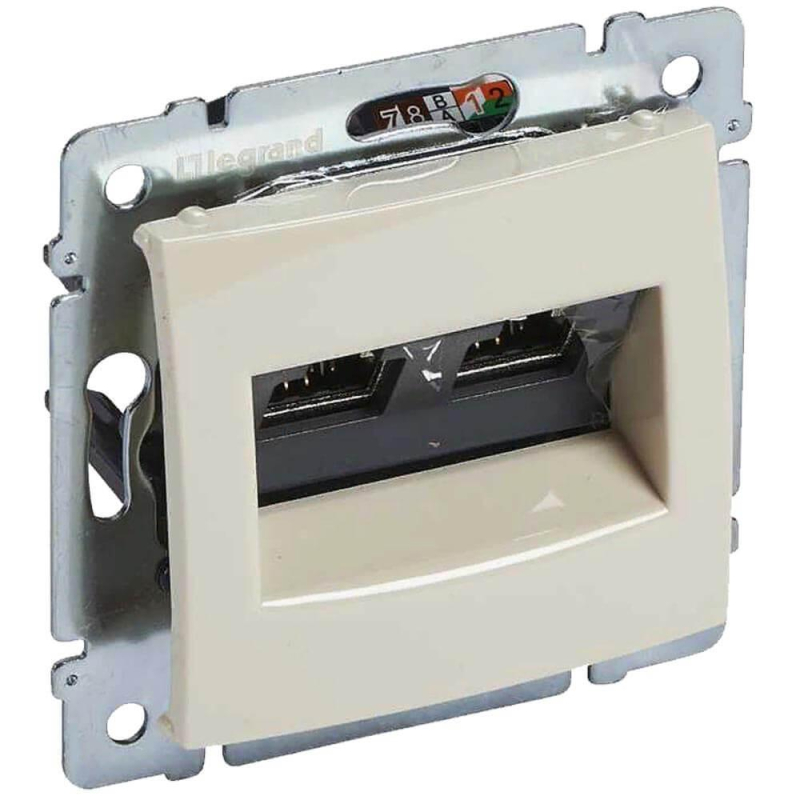 Розетка компьютерная 2хRJ45 Legrand Valena 6 кат UTP на винтах слоновая кость 774143