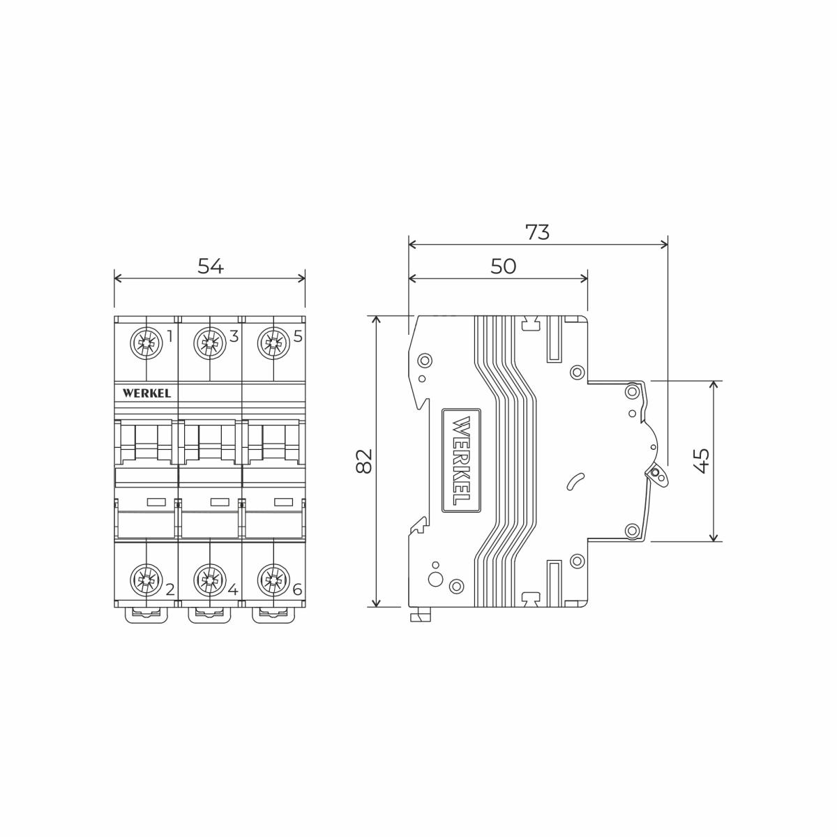 Автоматический выключатель 3P 63 A C 4,5 кА Werkel W903P634 4690389193026 a062532