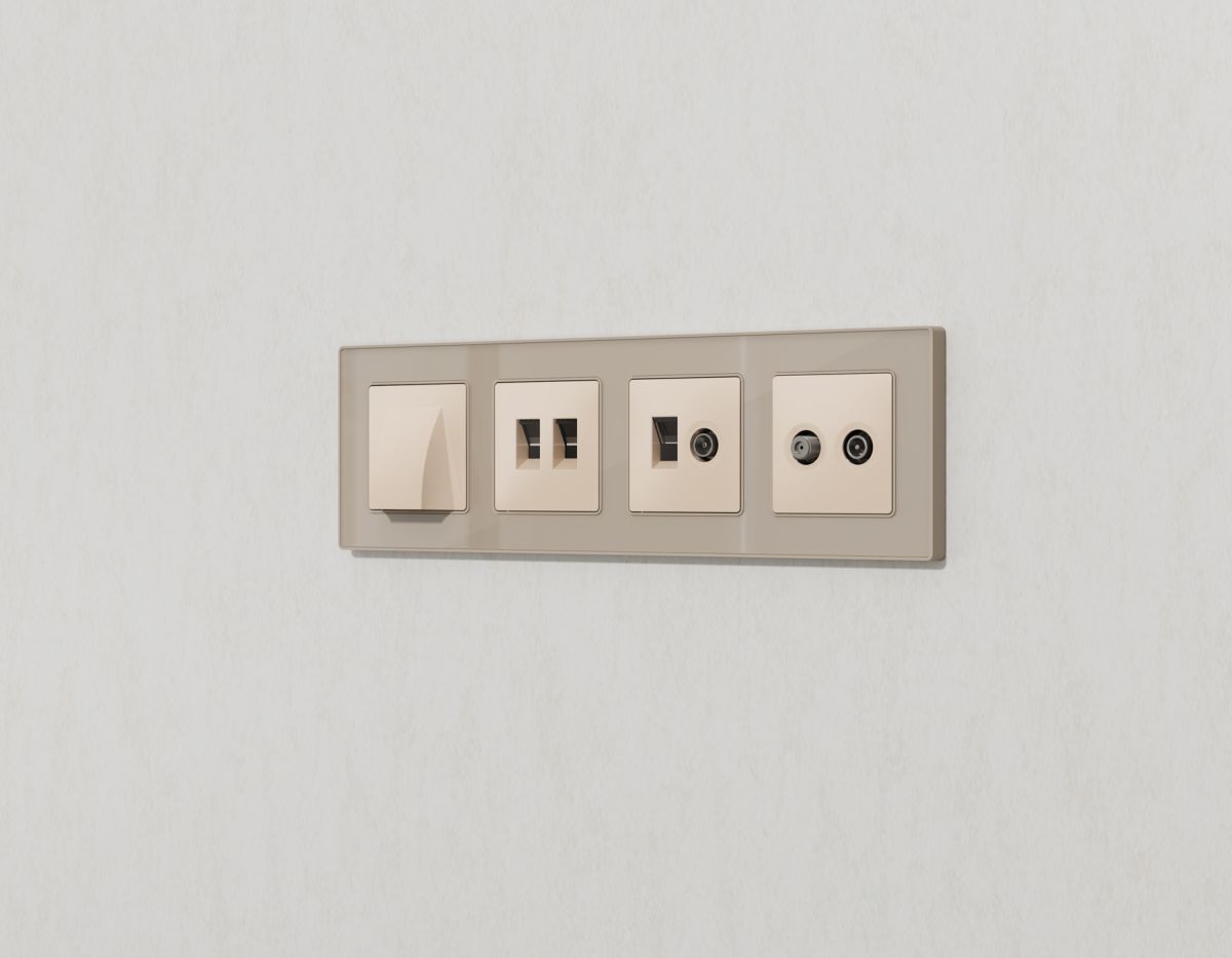 Лицевая панель Alfa (Бежевый матовый) для TV двойной розетки Quant Ambrella Volt AP3333