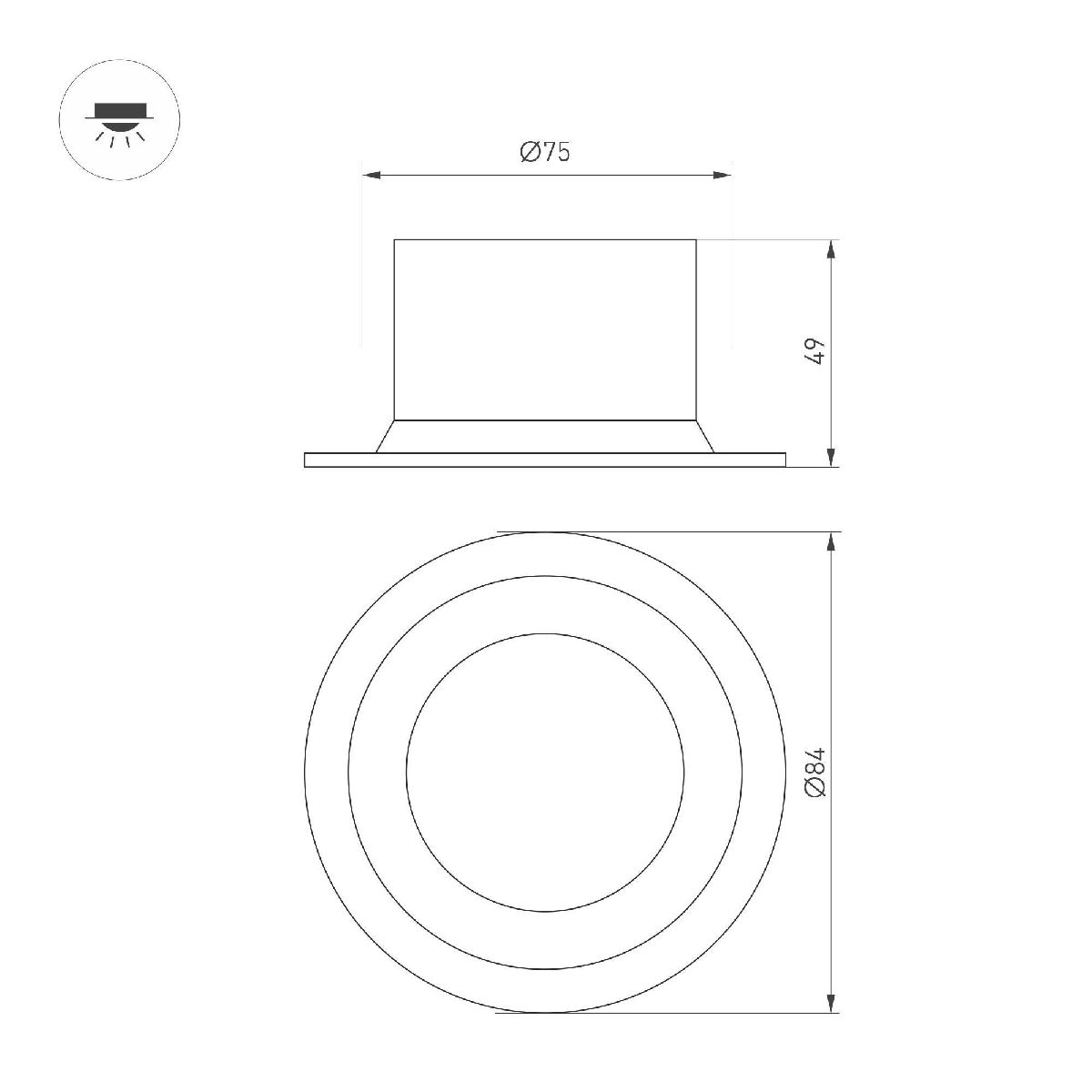 Встраиваемый светильник Arlight MS-DROP-BUILT-R84-8W Day4000 (WH, 85 deg, 230V) 040339