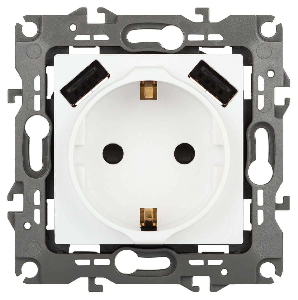 Розетка со шторами и 2 USB Эра 12-4109-01М Б0065728