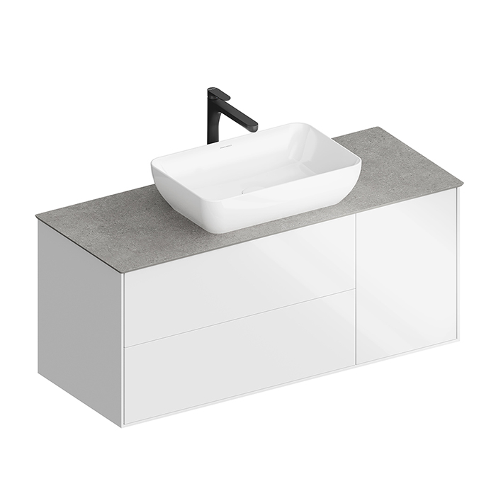 Kerama Marazzi PLAZA Modern Тумба подвесная 120x48см, 3 ящика, цвет: белый / дуб виченце