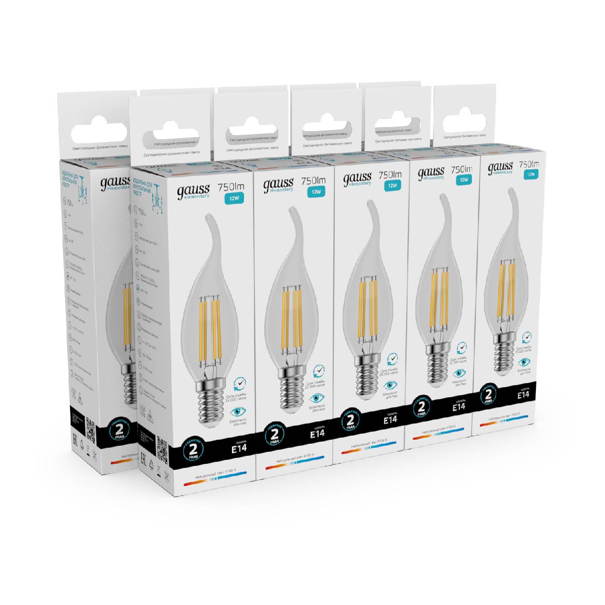 Лампа светодиодная Gauss Filament Elementary E14 12W 4100K 42122