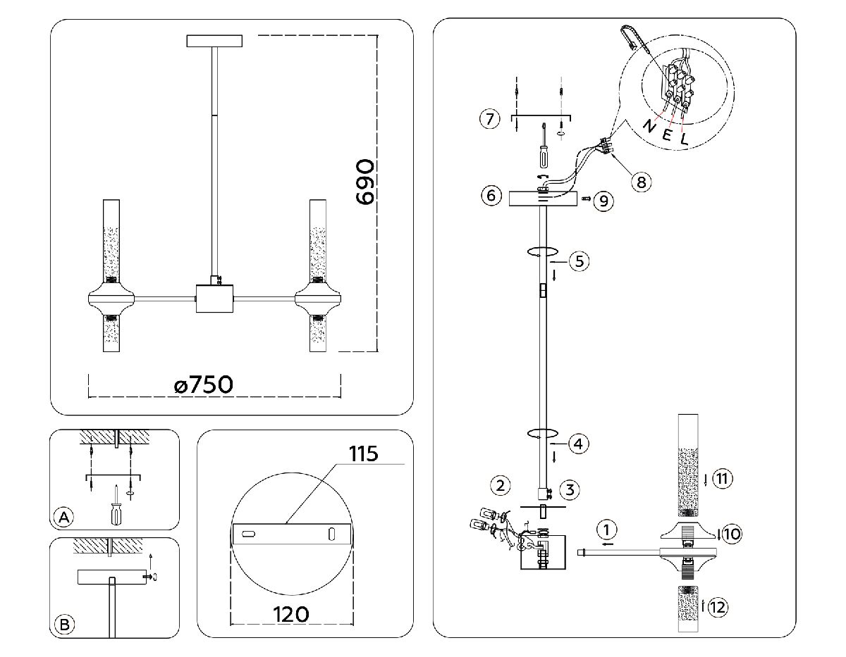 Люстра на штанге Ambrella Light High Light Modern LH55353