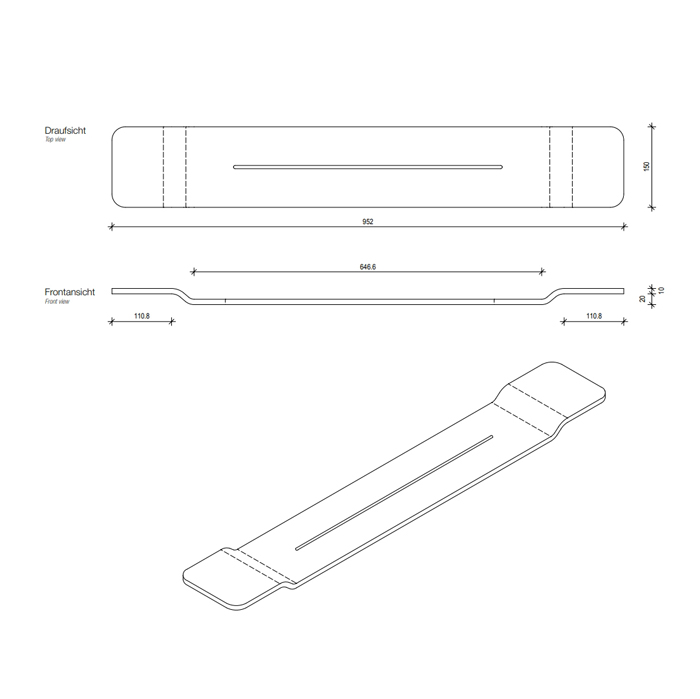 Decor Walther Stone WAN Полка для ванны 95x30см, подвесная, цвет: белый