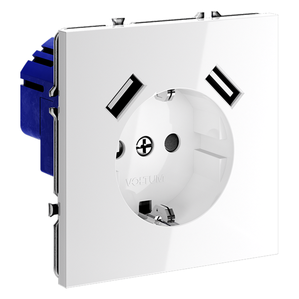 Розетка с USB, А+А Voltum S70 VLS040401 (белый глянцевы