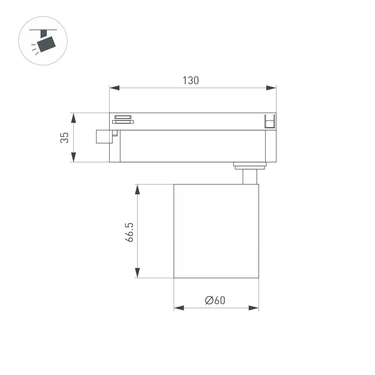 Трековый однофазный светильник Arlight LGD-DYKE-2TR-R60-8W Warm3000 (WH, 50 deg, 230V) 052257