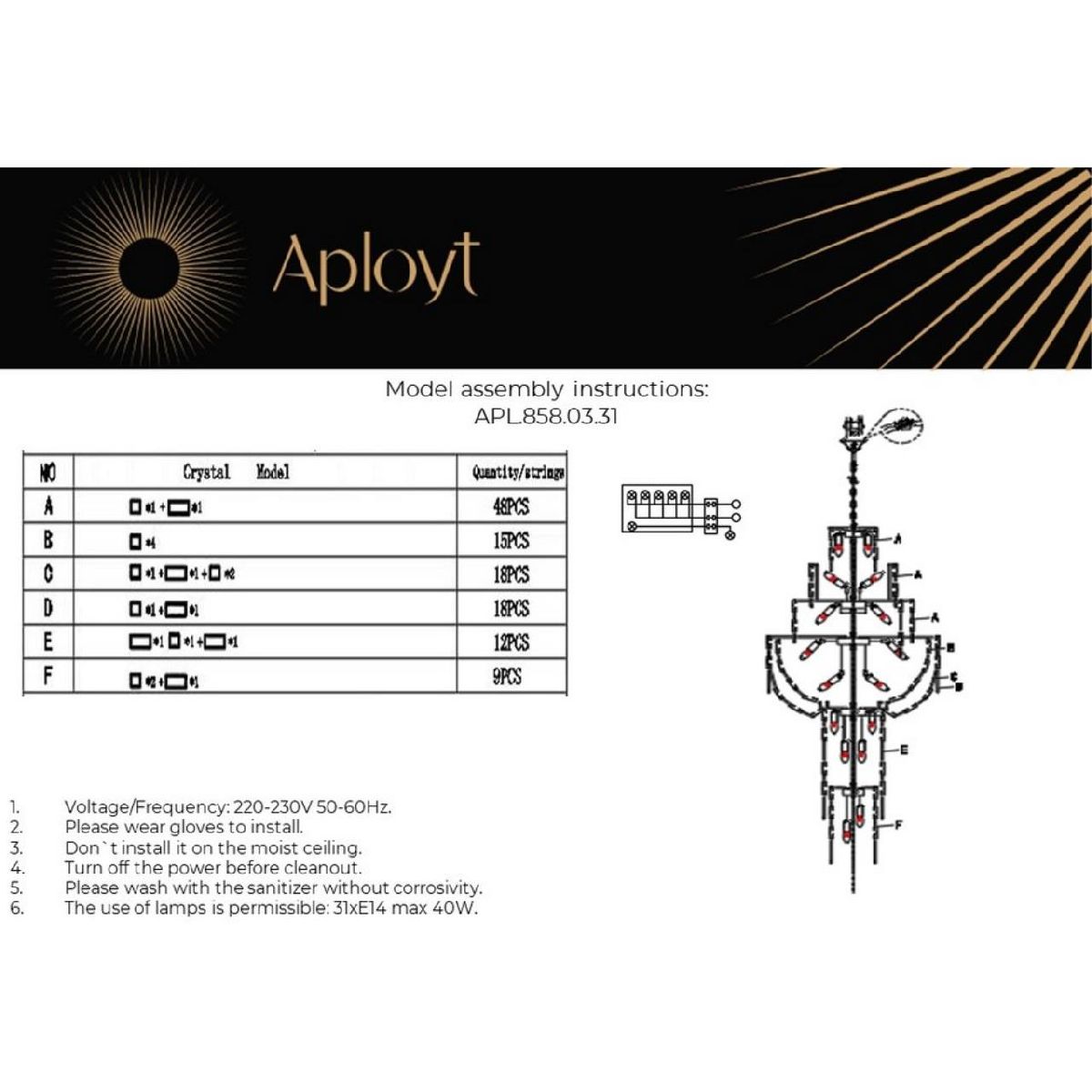 Каскадная люстра Aployt Alessio APL.858.03.31