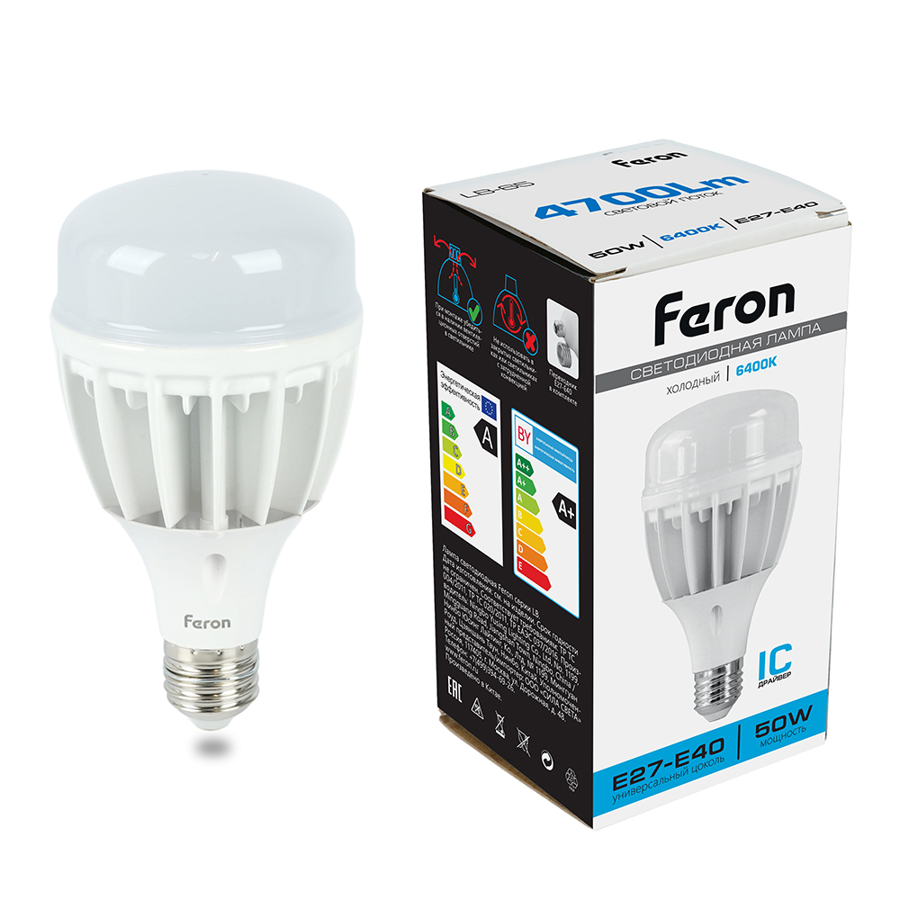 Светодиодная лампа Feron LB-65 E27-E40 50W 175-265V 6400K 25539