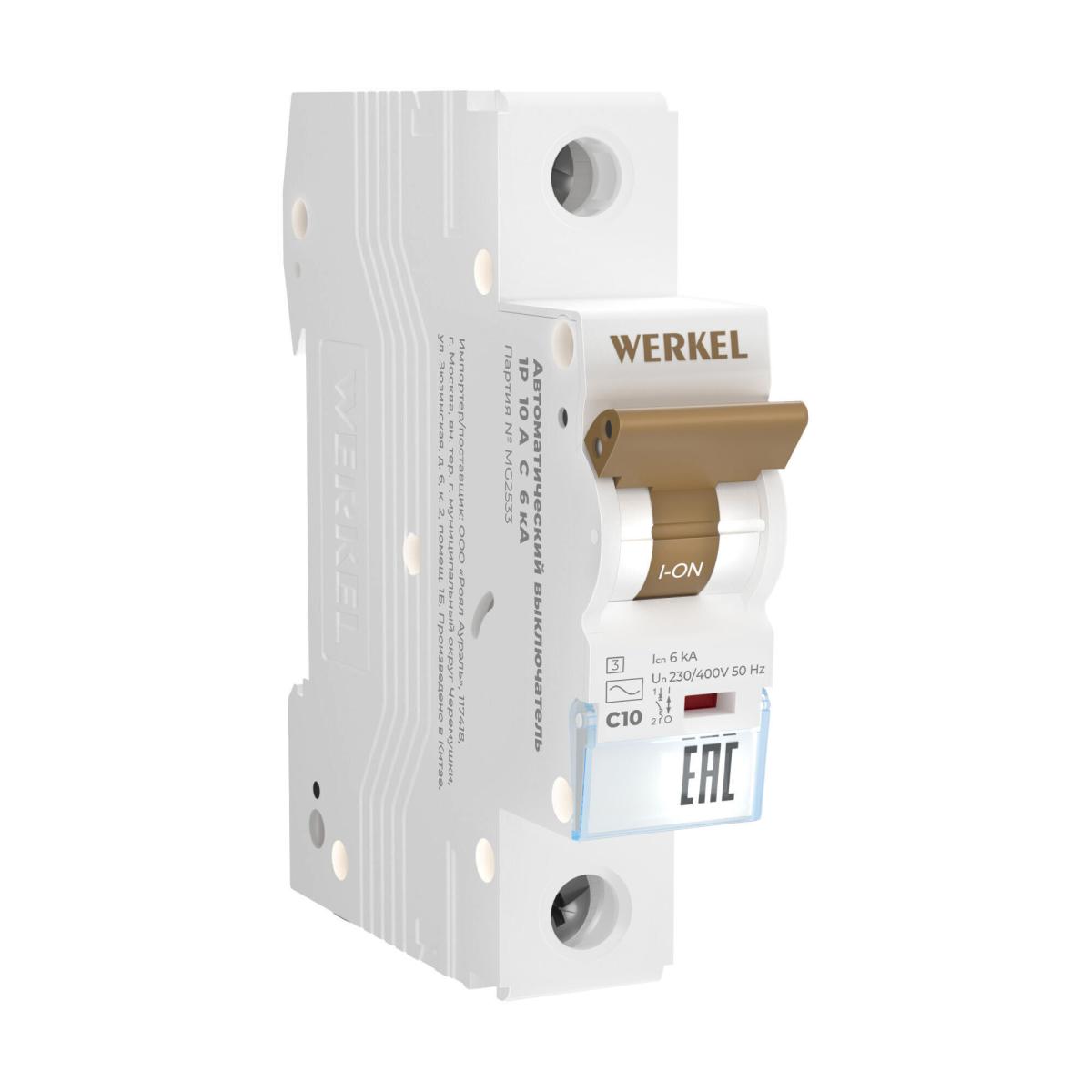 Автоматический выключатель 1P 10 A C 6 кА Werkel W901P106 4690389192548 a062534